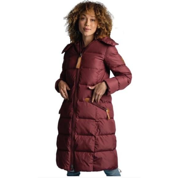 Wanakome Canada Calypso Burgundy Long Quilted Winter Down Coat - Size Med - Picture 1 of 16